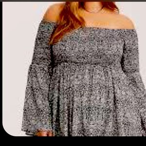 Torrid SZ 3 Smocked Mini Dress/Tunic Top Abstract Floral Print Off Shoulder